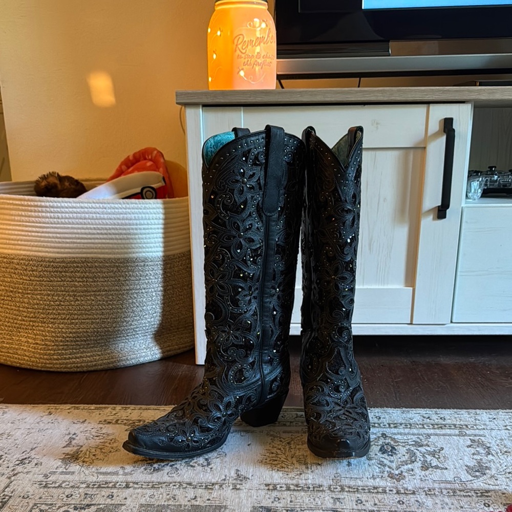 Corral Black Heeled Boots